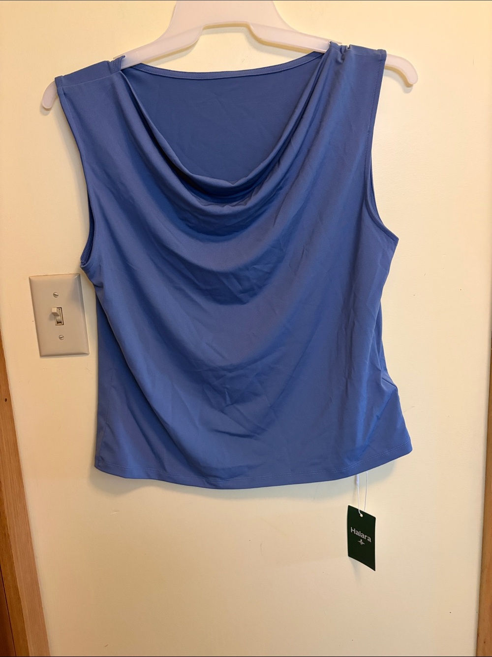 HALARA Blue Draped Cowl Neck Camisole